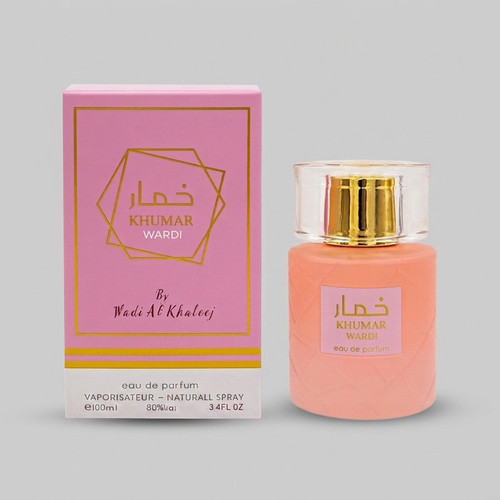 ادو پرفیوم زنانه وادی الخلیج مدل khumar wardi حجم 100 میلیلیتر، با رایحه معتدل مرکباتی و گلی